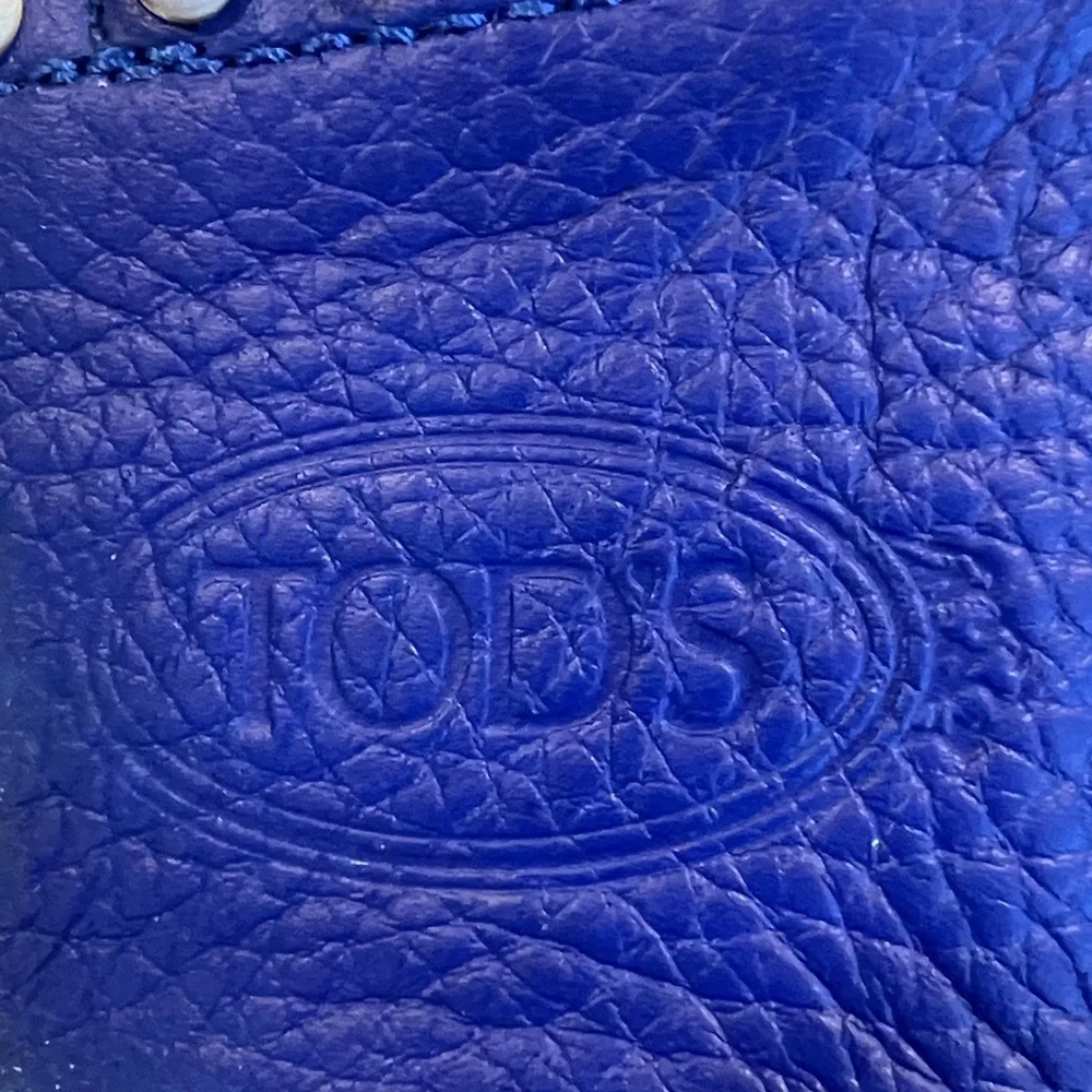 TOD'S Bubble Gommino Loafer Moccasin Italian Leather Fringe Blue Women's Size 39 - Picture 16 of 17